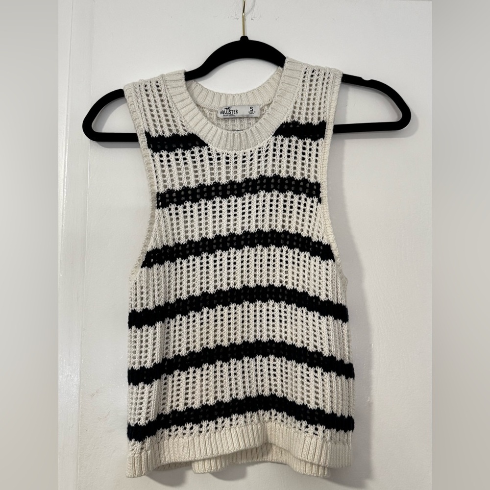 Hollister Cream Striped Knit Sweater Tank